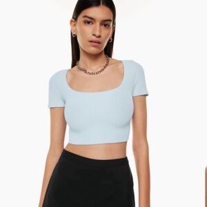 Babaton Sky Blue Ribbed Top